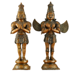 Pure Brass Divine Vahana Pair with Vintage Bronze Finish | Hanuman 21.5" & Garuda 22" | Total 21 kg Sacred Art | Heritage Guardian Murti